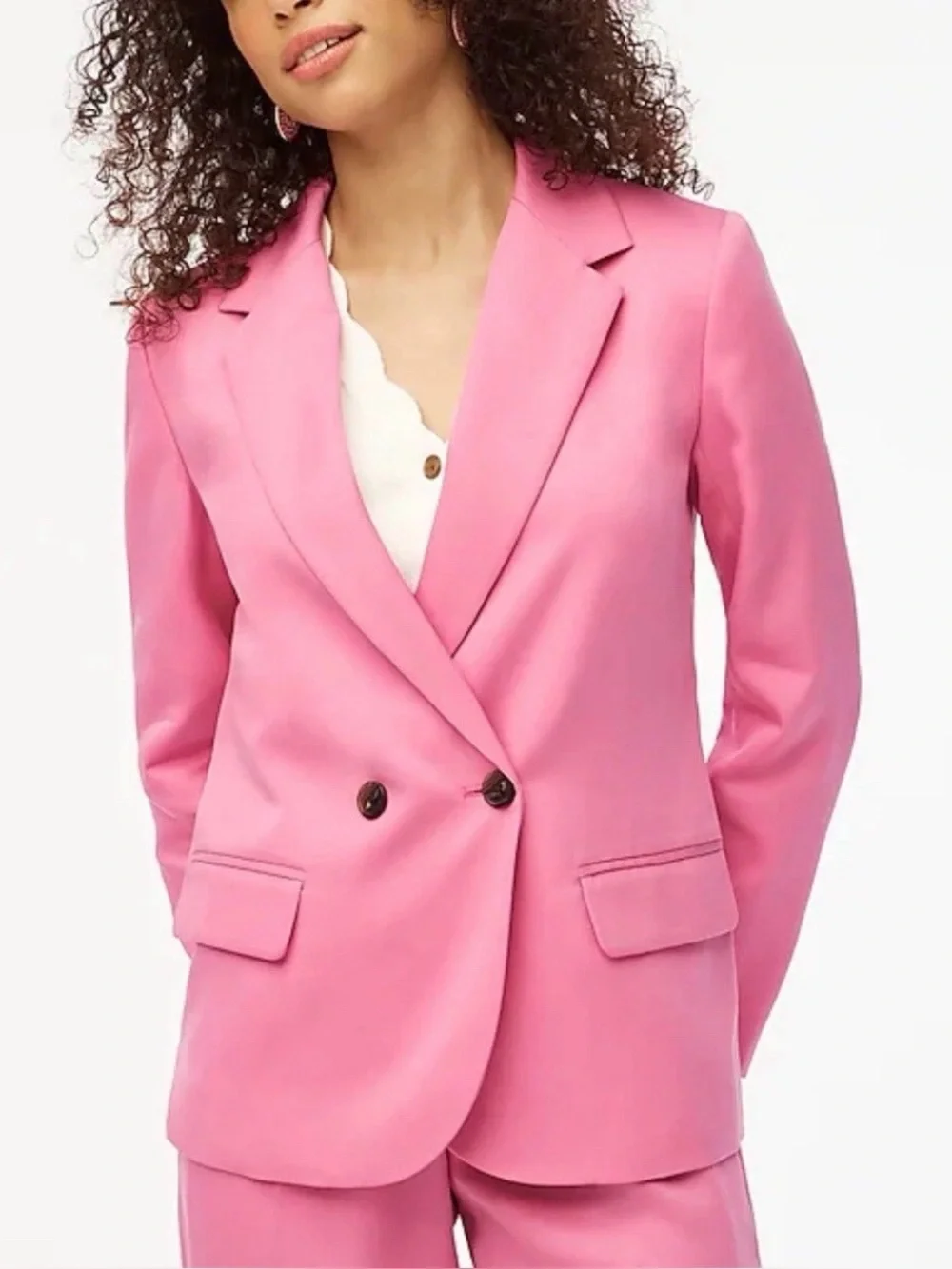 J.CREW Women’s Drapey Twill Blazer Suit Jacket Pink Double Breasted 6 NEW 516